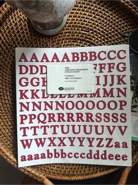 Creative Memories ABC/123 Classic Style Sticker Sheet Cranberry Red Sealed New